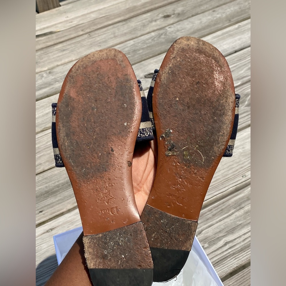 Dior EMBROIDERED COT sandals in UK 39 ; US 8.5-9 in color blue and cream - Picture 5 of 9